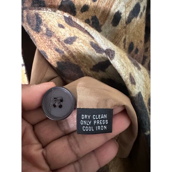 Linda Allard Ellen Tracy Blazer 2 Brown Leopard Print Single Breasted Jacket - Picture 4 of 6